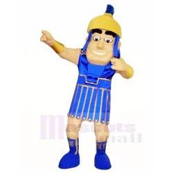 Blue Spartan Warrior Mascot Costume