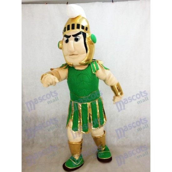 Green-and-Golden Spartan Trojan Knight Mascot Costume