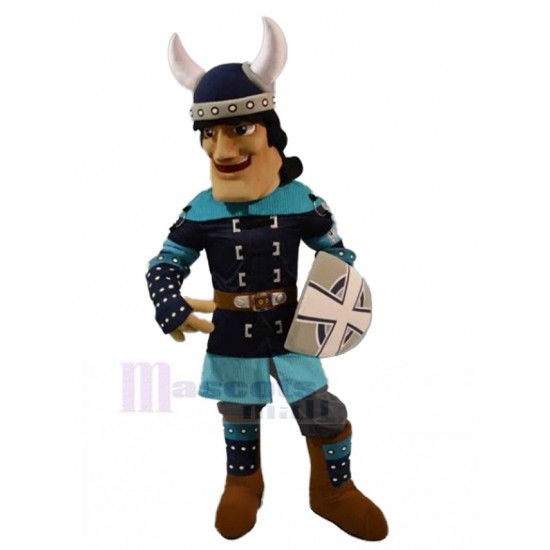 Souriant Viking chevalier Costume de mascotte Gens