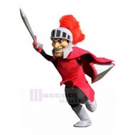 Spartan Knight in Red Suit Mascot Costume People