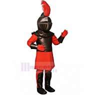 Römischer Ritter Maskottchen Kostüm in roter Rüstung Menschen