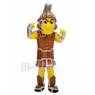 Spartanischer Ritter Maskottchen Kostüm mit brauner Rüstung Menschen