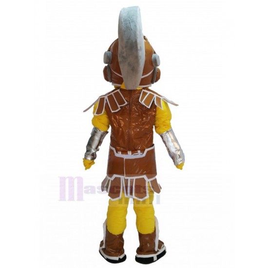 Spartanischer Ritter Maskottchen Kostüm mit brauner Rüstung Menschen