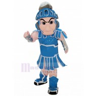 Chevalier spartiate Costume de mascotte avec armure bleue et blanche Gens
