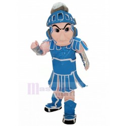 Spartan Knight Mascot Costume with Blue and white Armor People