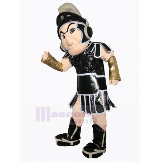 Negro Caballero espartano Disfraz de mascota con cinta gris Personas