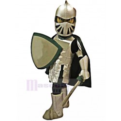 Argent foncé chevalier Costume de mascotte avec bouclier Gens