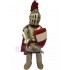 Plata Caballero espartano Disfraz de mascota con escudo rojo y blanco Personas