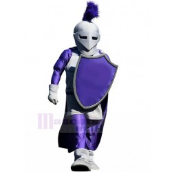 Spartanischer Ritter Maskottchen Kostüm mit lila Quaste Menschen