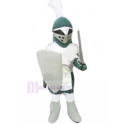 Medieval Knight Mascot Costume with Grey Shield People