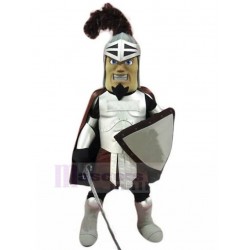 Smiling Knight Mascot Costume with Brown Tassel People
