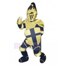 Blau und Gelb Mittelalterlicher Ritter Maskottchen Kostüm Menschen