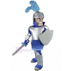 Ferocious Roman Knight Mascot Costume with Silver Armor People