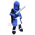 Blue Knight Mascot Costume with Corinth Helmet People