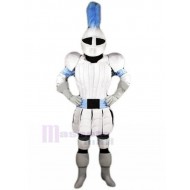White Roman Knight Mascot Costume with Soldier Helmet People