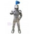 Silver Templar Knight Mascot Costume with Blue Tassel People