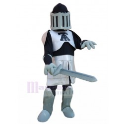 Silver and Black Knight Costume with Sword Mascot People