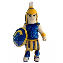 Blue and Yellow Spartan Trojan Knight Mascot Costume People