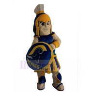 Bleu et jaune spartiate troyen chevalier Costume de mascotte Gens