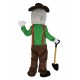 Costume de mascotte de vieux mineur en chemise verte
