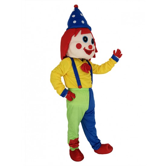 Lustiger Clown mit blauem Hut Maskottchen Kostüm Menschen