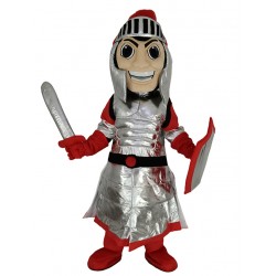 Smiling Silver Knight Mascot Costume People