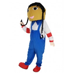 Cowgirl with Long Braids Mascot Costume