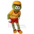 Green Snowman Mascot Costume with Yellow Hat