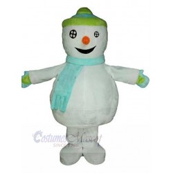Lindo muñeco de nieve Disfraz de mascota en overoles azules