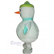 Snowman Mascot Costume with Blue Scarf