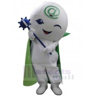 Schneemann Maskottchen-Kostüm mit grünem Umhang
