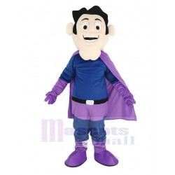 Superman Hero Mascot Costume with Purple Cloak People