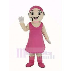 Customer Service Representative Mascot Costume in Pink Dress