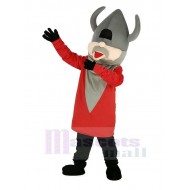 Vikingo loco Disfraz de mascota con abrigo rojo Gente