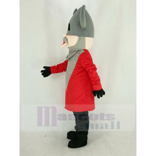 Verrückter Wikinger Maskottchen Kostüm mit rotem Mantel Menschen