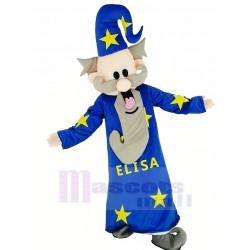 Wizard Magician Mascot Costume with Blue Coat