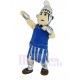 Bleu foncé Titan Spartiate Spartiate Costume de mascotte avec casque d'argent