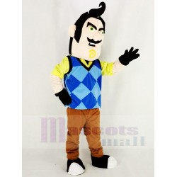 Mr. Peterson from Hello Neighbor Man Mascot Costume in Blue Vest