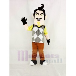 Mr. Peterson from Hello Neighbor Man Mascot Costume in Gray Vest