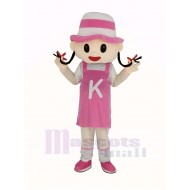 Mädchen mit rosa Hut Maskottchen Kostüm Menschen