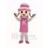 Mädchen mit rosa Hut Maskottchen Kostüm Menschen