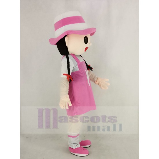 Chica con sombrero rosa Disfraz de mascota Personas