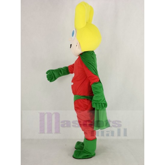 super Garçon Costume de mascotte avec cape verte