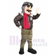 Bomber Pilot Mascot Costume in Leather Jacket People