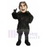Pilot Mascot Costume in Black Warm Fur Coat People