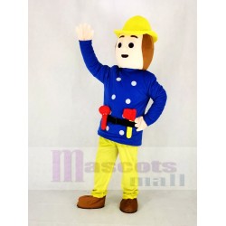 Realistic Fireman Mascot Costume in Blue Coat