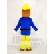 Pompier réaliste Costume de mascotte en manteau bleu