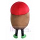 Glücklich Kartoffel Maskottchen Kostüm mit grüner und roter Kappe Pflanze