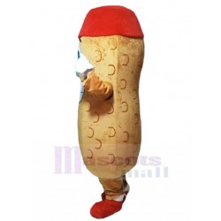 Happy Peanut Mascot Costume with Red Hat Plant