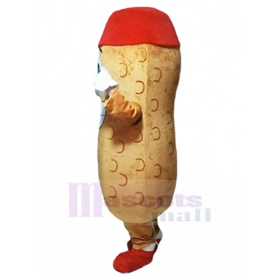 Feliz Maní Disfraz de mascota con sombrero rojo Planta